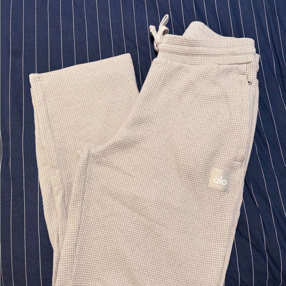 ALO Yoga Light Gray Waffle Knit Pants
